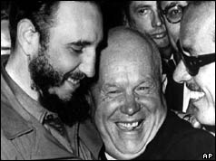 Nikita Khrushchev hugs Fidel Castro - 1960