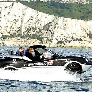 The record-breaking pair arrive in Calais