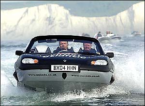 The vehicle was accompanied by power boats