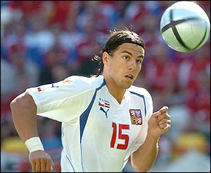 Milan Baros chases down a pass for the Czech Republic 