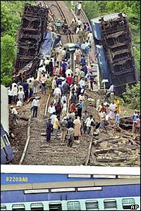 Debris was strewn either side of the rail track