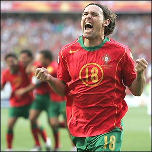 Portugal's Maniche celebrates after putting his side ahead