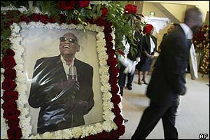 Photo of Ray Charles at his funeral