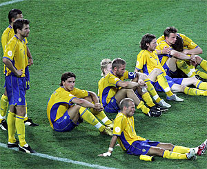Sweden's players look dejected