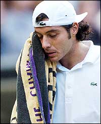 Frenchman Sebastien Grosjean is on the verge of going out but claws his way back into the match