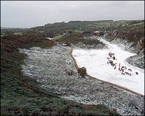 King Arthur was filmed on location in Ireland. However, the weather and landscape did not meet the need for an icy expanse.
