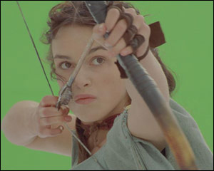 Keira Knightley shows off her archery skills.