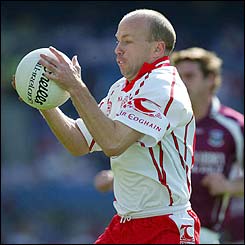 Peter Canavan of Tyrone in action against Galway