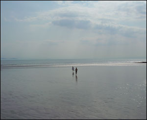 Neil Proudman's daughter Freya and son Dan on the beach at Porthcawl 