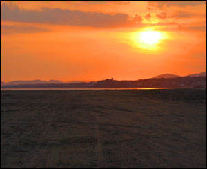 Criccieth Castle at sunset with the picture taken from Black Rock Beach near Porthmadog (Phil Morris)