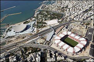The Karaskaiki football stadium and the Peace and Friendship closed stadium at the Faliro Sports Complex