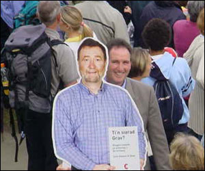 Wyn Lewis of the FUW and cardboard cut-out of Ray Gravell