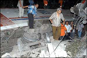 Scene of the crash in Sakarya, north-western Turkey 