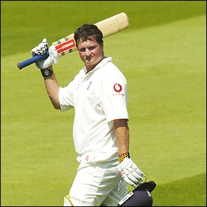 Rob Key salutes the crowd as he departs after making 221 runs