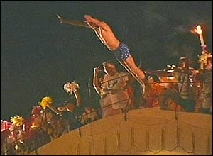 Diver jumping off Mostar bridge