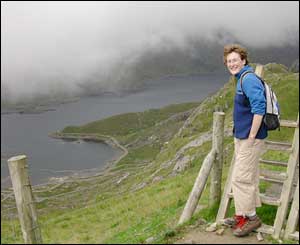 Andrew Nixon's girlfriend Caroline Wood on the Pyg Track ascending Mount Snowdon