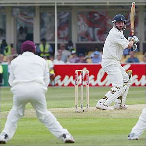 England's Robert Key edges to Lara at slip