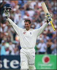 Trescothick celebrates his century