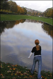 Nick Morgan sent in this picture of his daughter Sarah enjoying the floods at The Fosse in Caerleon
