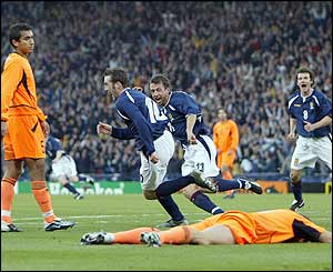 James McFadden scores Scotland's winner against Holland 
