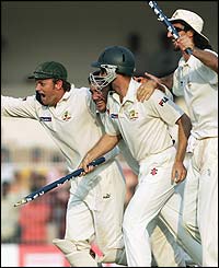 The Australians celebrate their series win