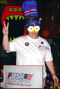 Karen Kilroy dressed as Marge Simpson