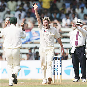 India are reeling on 198-8 as Michael Clarke starts to clean-up the tail