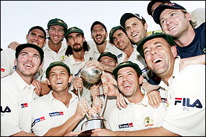 The Australian team collect the Trophy as they win the series 1-2