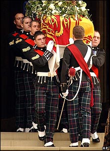 King's Own Scottish Borderers carry the coffin