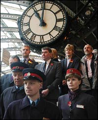 Staff and passengers at York railway station observed a two-minute silence at 1100 GMT.