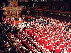 Peers sit in the House of Lords to hear the Queen's Speech