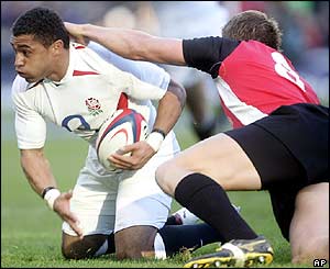 England captain Jason Robinson scores the first try for England