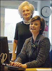Mrs Chirac and Mrs Blair at Breast Cancer Care's London head office
