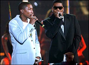 Pharrell Williams (left) and Nelly at MTV Europe Music Awards