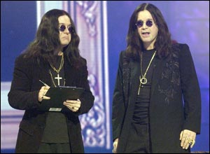 Jon Culshaw dressed as Ozzy Osbourne with the real Ozzy Osbourne.