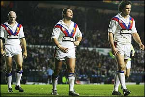 The GB team are disconsolate after a drubbing in the Tri-Nations Series final