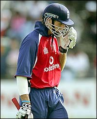 Michael Vaughan is dismissed by Zimbabwe