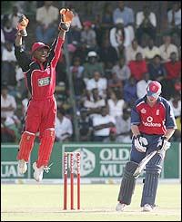 England's Ian Bell is out