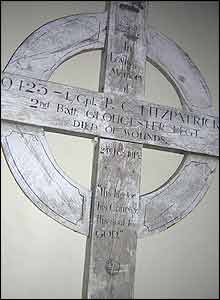 Temporary grave marker of Gloucestershire soldier, 1915, France