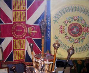 The regimental colours and the Queen's colours