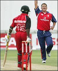 Darren Gough claims his third wicket