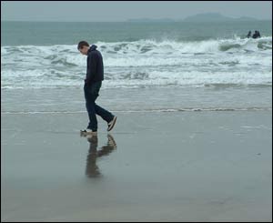 Stuart Martinson's son Tom at Whitesands near St David's in Pembrokeshire