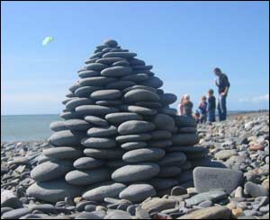 Student Jenny Please took this picture of a stone cairn on South Beach, Aberystwyth 