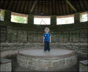 Chris Price's son Elijah at the cockhouse at the Museum of Welsh Life