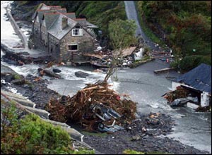Damage in Boscastle