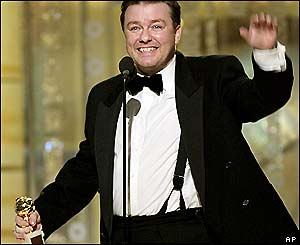 Ricky Gervais, who won two Golden Globes