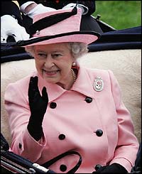 The Queen waves to the crowd at York racecourse