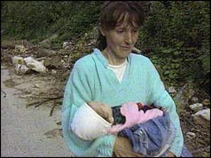 Refugee fleeing Srebrenica