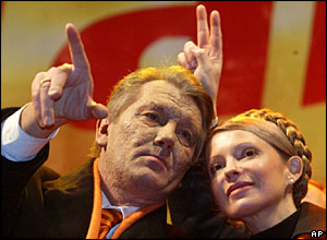 Viktor Yushchenko and his key ally Yulia Timoshenko