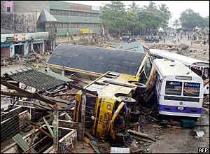 The ruined bus station at Galle, Sri Lanka